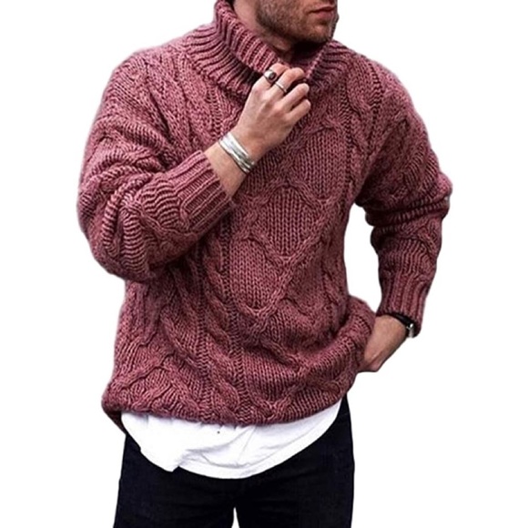 New Mens Patterned Knit Turtleneck Sweater Multiple Sizes - Picture 1 of 2
